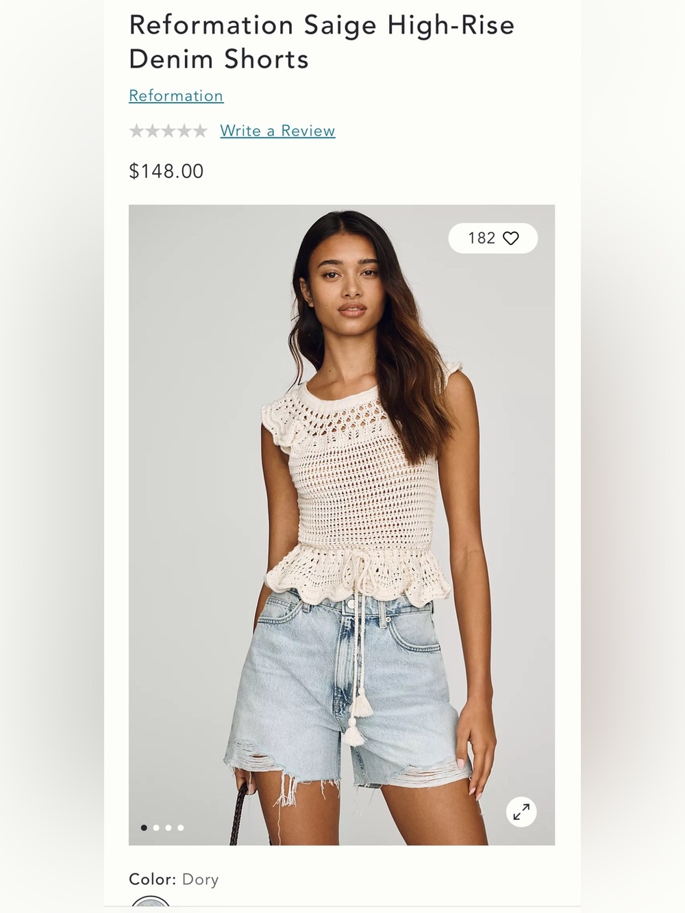 NWT🌷(27) Reformation Saige High-Rise Denim Shorts - Picture 10 of 13